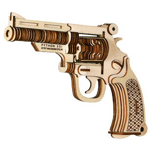 左轮手枪儿童益智玩具男孩仿真木制拼装模型3d立体拼图手工积木