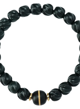 许多福 星夜 天然和田玉黑青扭珠手串高级男士手串