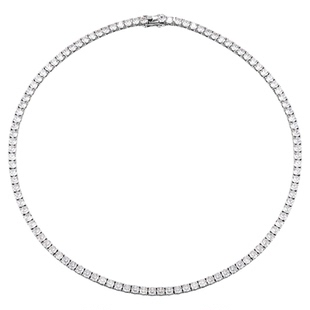 MS情绪波动 银色满钻祖母绿白锆石项链女小众设计锁骨链网球链