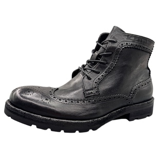 捡漏稀缺高端重工水洗马皮男短靴复古布洛克固特异手工英伦马丁靴