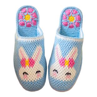 雅馨绣坊diy四股毛线钩织手工编织鞋儿童卡通小兔拖鞋宝宝材料包