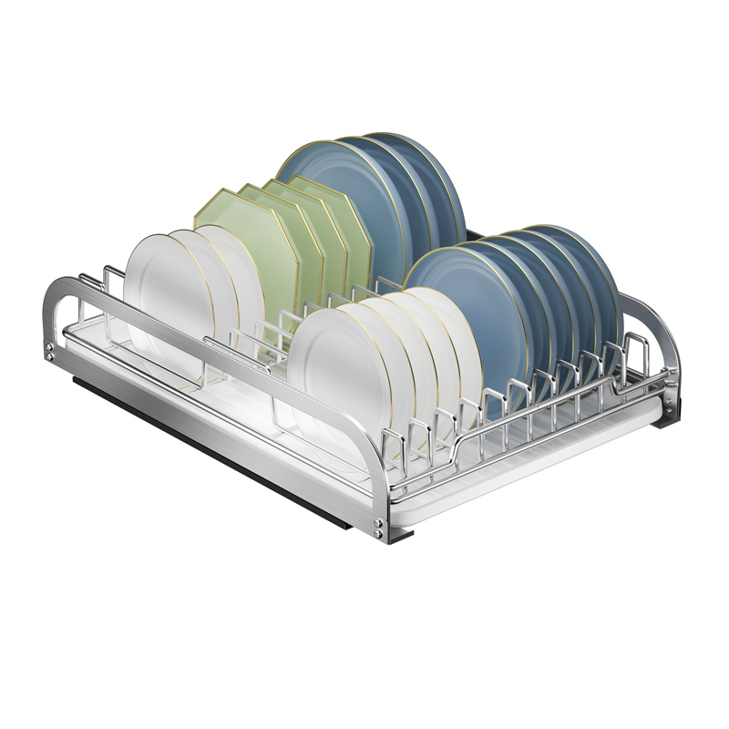 护家碗碟收纳架碗盘拉篮厨房橱柜碗篮抽屉式碗架沥水架抽拉碗碟架