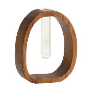 胡桃木花瓶插花器客厅插花花瓶桌面玻璃试管迷你水培花器轻奢高级