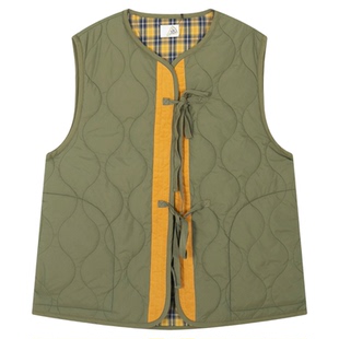 SEE YOU at PIZZA马甲女2025冬季新款复古正反两穿夹棉马甲602798