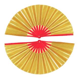 金色响扇太极功夫扇双色双面舞蹈响扇红黄色成人晨练儿童说书表演