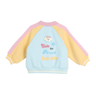 小o爸女婴童 女宝宝棒球服外套加绒2026春冬婴儿洋气卡通休闲上衣