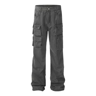 SWAG碳磨水洗多口袋工装牛仔裤