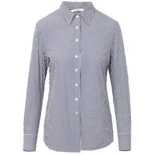 【宋佳同款】LANCY/朗姿25冬新款条纹翻领衬衫长袖通勤职业衬衣女