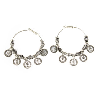 波西米亚风民族风流苏耳环大圈圈女银针马面裙饰品复古藏饰耳圈