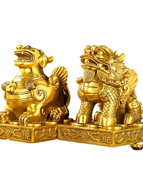 铜貔貅摆件一对大号装饰品