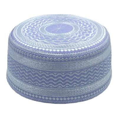 礼拜帽男款平顶圆边绣花白色帽子