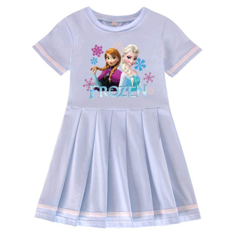 艾莎公主裙冰雪奇缘衣服夏裙女童夏季连衣裙纯棉爱莎短袖纯棉夏装