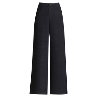 高品质毛呢阔腿裤女秋冬季新款加厚高腰宽松显瘦小个子九分直筒裤