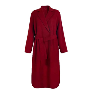 酒红色双面羊毛大衣女秋冬新款结婚新年跨年中长款高级感毛呢外套