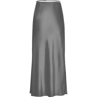 LESS高腰桑蚕丝红色腰裙侧开叉高腰气质长款垂感半身裙2O1D10320