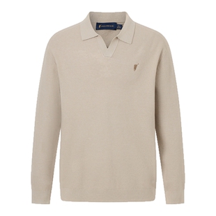 POLOWALK男式针织衫2025秋季新品男装翻领修身版休闲套头打底衫