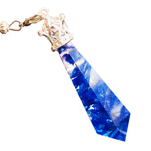 鱼籽铺蓝熔炼灵摆|天使之翼手作|带翅膀的项链小众设计吊坠学生款