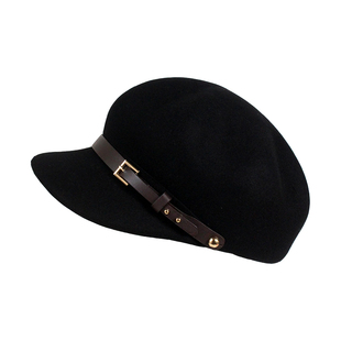 帽子女2026新款冬皮带羊毛呢八角帽贝雷帽女秋冬帽子冬女显脸小