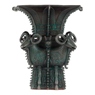 仿古青铜器家居好物复古桌面摆件工艺品摆件精美人物四羊方尊