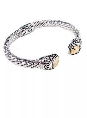 小方糖系列手工S925纯银鎏金手镯