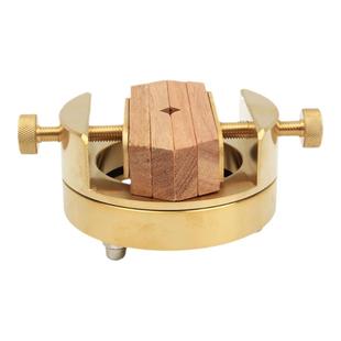 黄铜印床印章篆刻工具360度旋转一体印台圆形初学者大号实木夹具