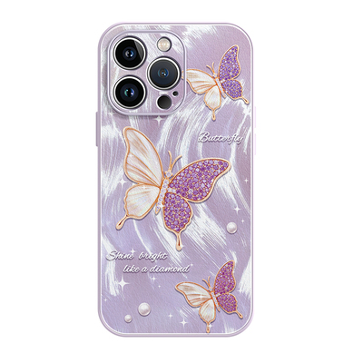 适用苹果手机壳磁吸支架宝石蝴蝶