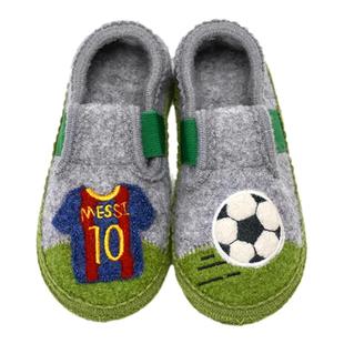小茸 儿童室内鞋2-6岁羊毛透气家居鞋卡通足球先生静音地板鞋秋冬