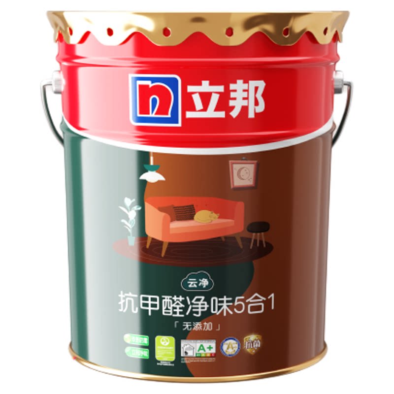 立邦云净抗甲醛净味5合1内墙乳胶漆家用涂料室内油漆墙漆耐擦洗