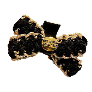 韩版毛线蝴蝶结刘海抓夹女高级感公主对夹甜美气质2023新款发饰