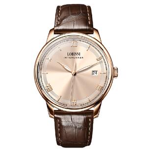 罗宾尼男士机械手表男全自动表带防水商务男表腕表正品名牌表十大