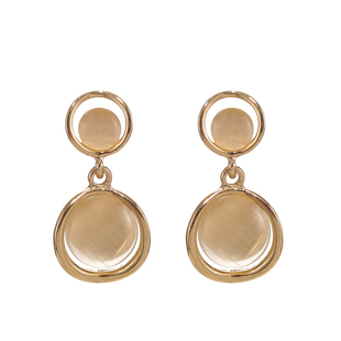 复古法式小香风高级感猫眼石耳环耳钉简约冷淡风女耳坠耳夹无耳洞