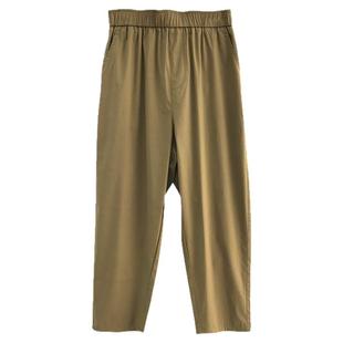 夏季超薄天丝休闲裤女宽松直筒九分工装裤裤子薄款卡其色新款女裤