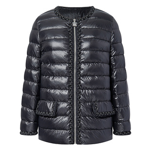 【高奢鹅绒】BCBG25冬新款织带拼接小香风短款轻薄排骨羽绒服女款