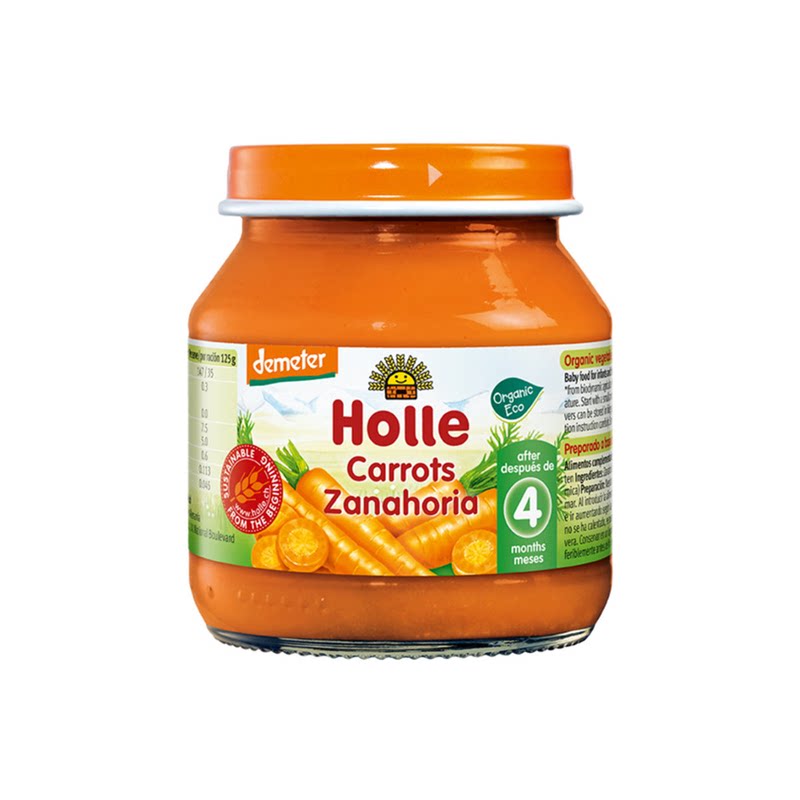 Holle 进口德国有机胡萝卜125g宝宝营养天然健康果蔬蓉零食辅食版