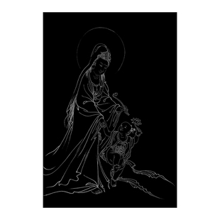 送子观音线稿 观音菩萨 唐卡佛像描金  diy手绘佛像 邦基唐卡