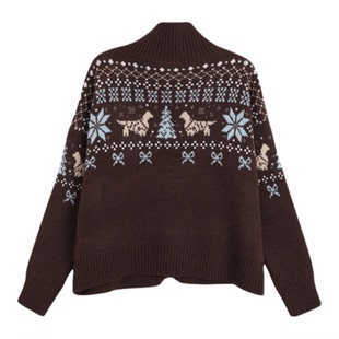 芭依璐2025冬季新款毛衣时尚套装费尔岛毛衫针织衫半身裙两件套女