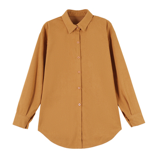 啄木鸟灯芯绒衬衫女长袖2026新款休闲外套上衣春秋女装中长款衬衣