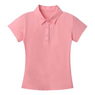 新款夏季紫色翻领纯棉短袖t恤女士休闲polo衫有领工作服订制上衣T