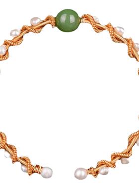 编制手镯大气碧玉珠子活扣首饰品
