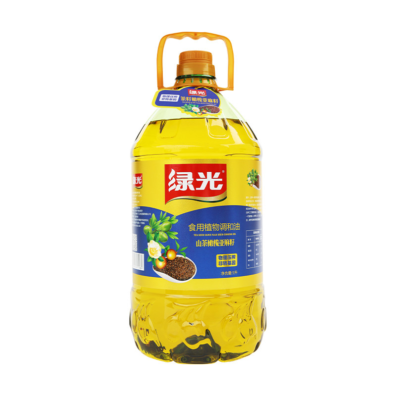 绿光5L山茶油橄榄油22%特级初榨食用油亚麻籽植物调和油非转基因