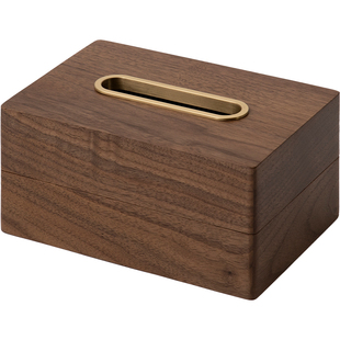 梵瀚黑胡桃木纸巾盒客厅高档轻奢纸抽盒家用餐巾纸收纳实木抽纸盒