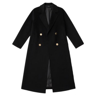 2025年秋冬新款毛呢外套中长款大码呢子大衣双排扣气质高级感外套