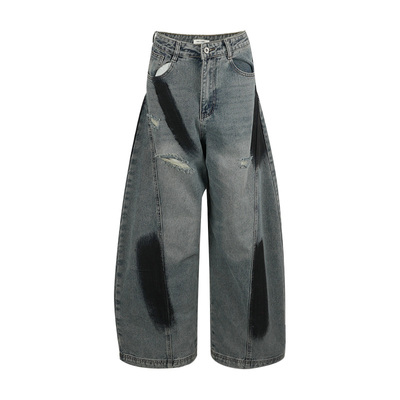 CHILLZOEY墨燃涂鸦牛仔裤女秋冬