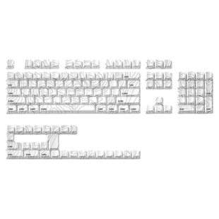 白色等高线1.0侧刻透光键帽PBT材质原厂高度五面热升华键盘RK R87