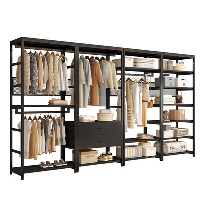 步入式衣帽间网红同款挂衣架子落地组合多层置物架开放式金属衣柜