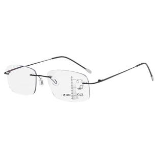 无框远近两用老花眼镜男款防蓝光智能变焦老花镜女士品牌高档正品