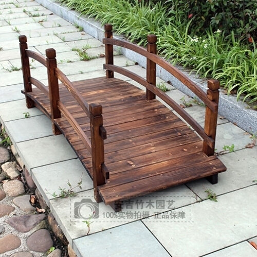 园艺实木碳化木桥庭院小桥公园木桥花园小木桥户外小桥拱桥景观桥