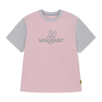 [套装清仓]woobaby儿童套装26夏纯棉撞色背心短袖T短裤2件套