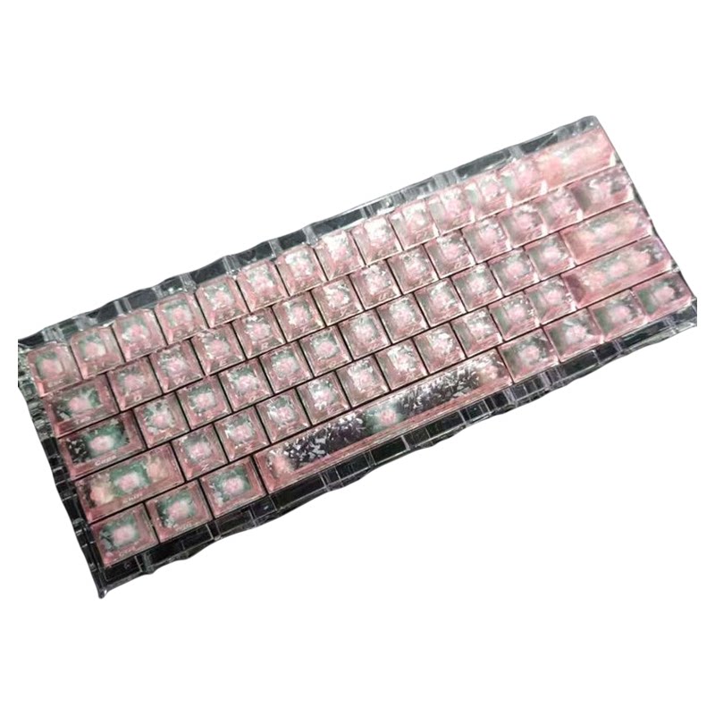 粉色碳纤维纹侧刻磁轴键帽