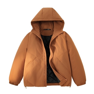 班尼路防泼水工装连帽棉服男冬季2026新款男士宽松加厚保暖外套E